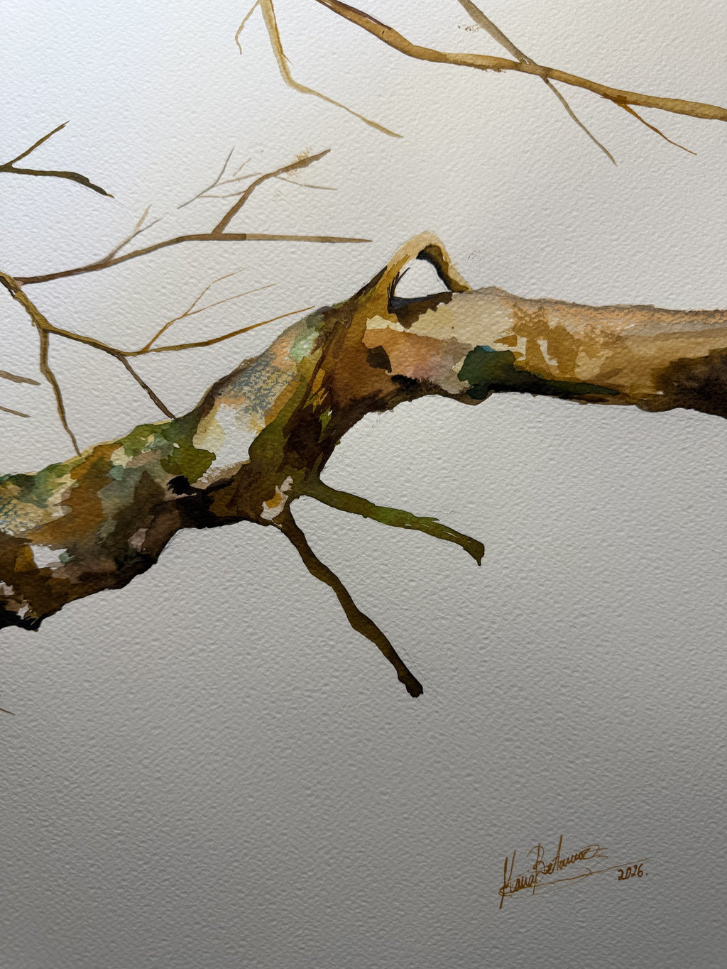 Fragmentos del bosque III, detalle de la firma de María Betancor y fecha 2016