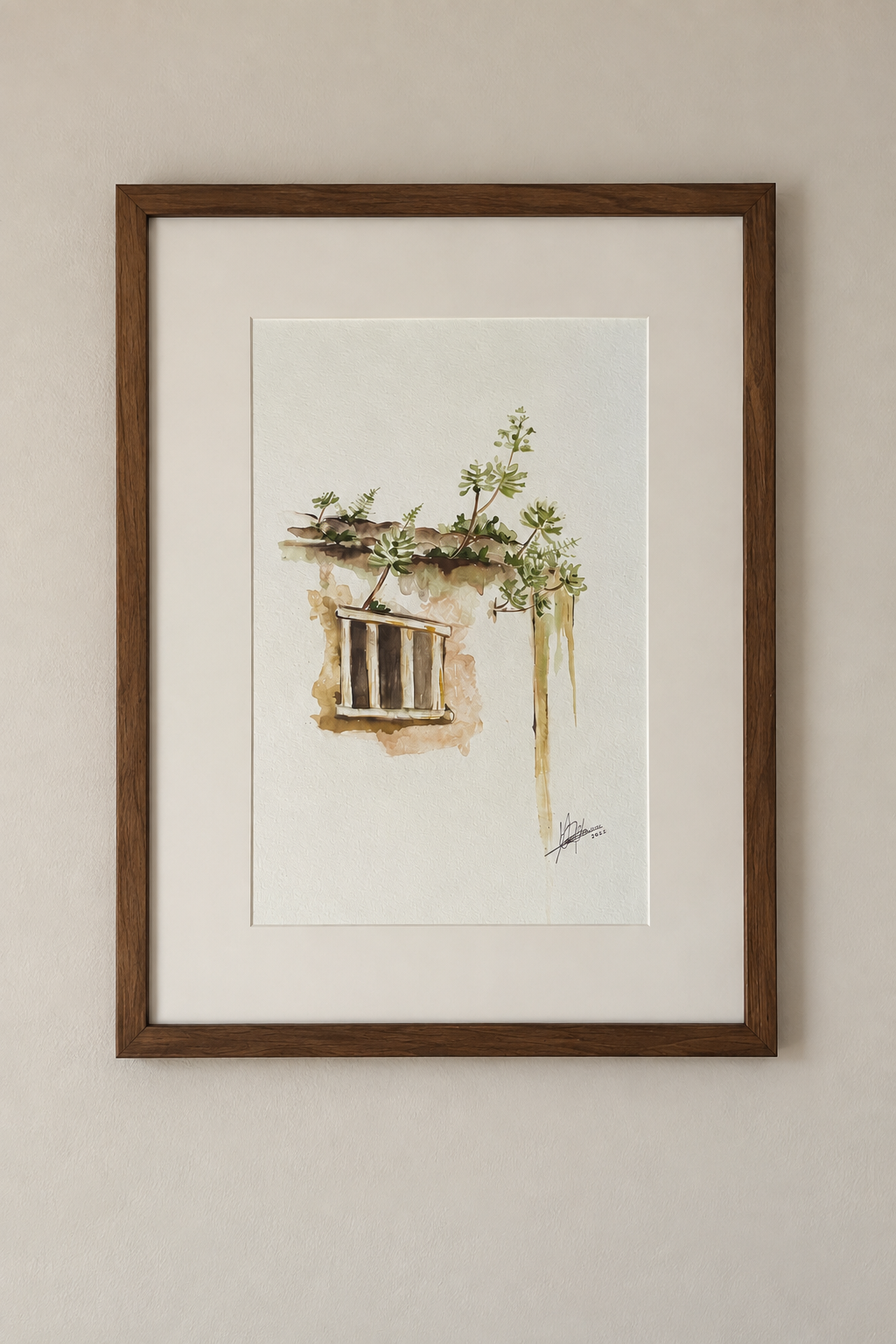 Bejeques en mi tejado – Acuarela original de Canarias